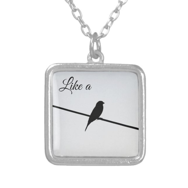 Like a Bird on A Wire - Leonard Cohen Silver Plated Necklace (Front)