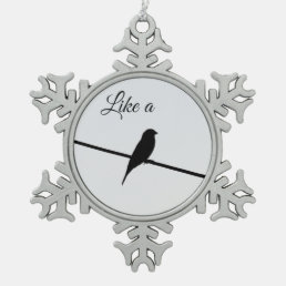 Like a Bird on A Wire - Leonard Cohen Snowflake Pewter Christmas Ornament