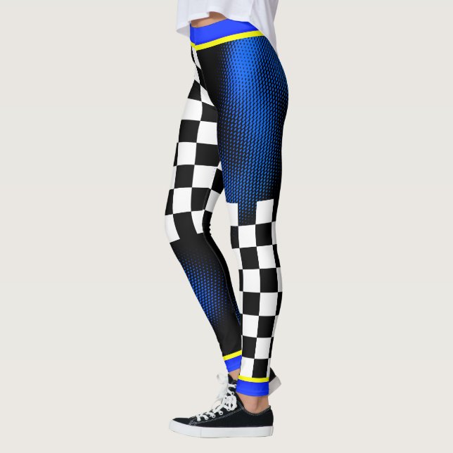Like a Boss Checkers & Dot Pattern on YOUR Col Leggings (Left)