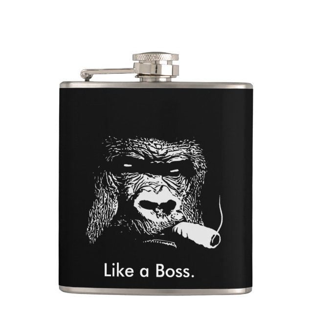 Like a Boss Gorilla Smoking Flask (Front)