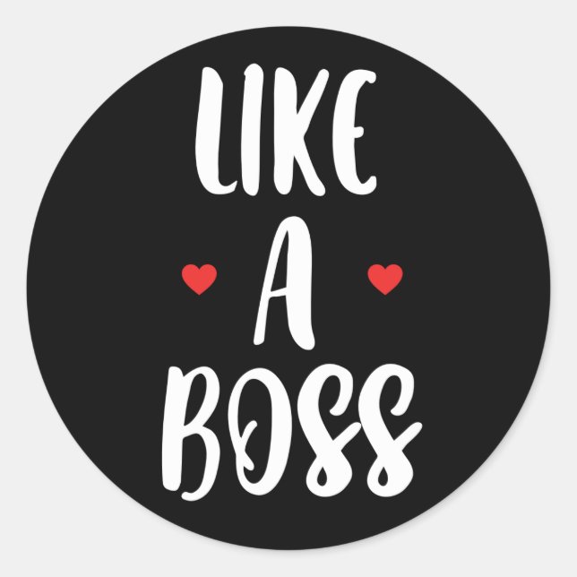 Like A Boss | Hearts Classic Round Sticker (Front)