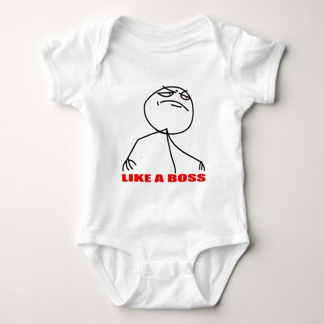 Like a boss meme face baby bodysuit (Front)