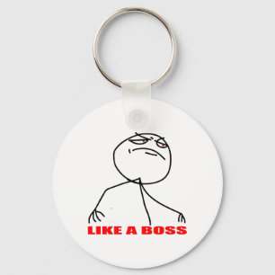 Like a boss meme face keychain