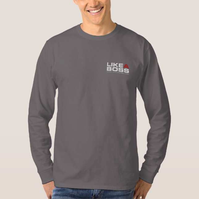 Like A Boss Men's Canvas Henley Long Sleeve Shirt (Front)
