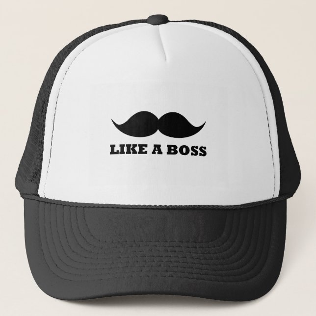 LIKE A BOSS, mustache design Trucker Hat (Front)