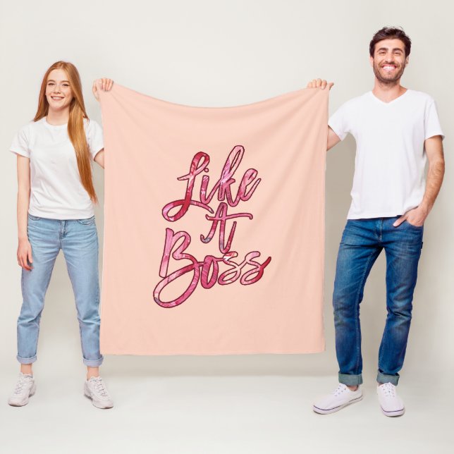 Like a Boss Popular Quote Acrylic Paint Pink Red Fleece Blanket (In Situ)