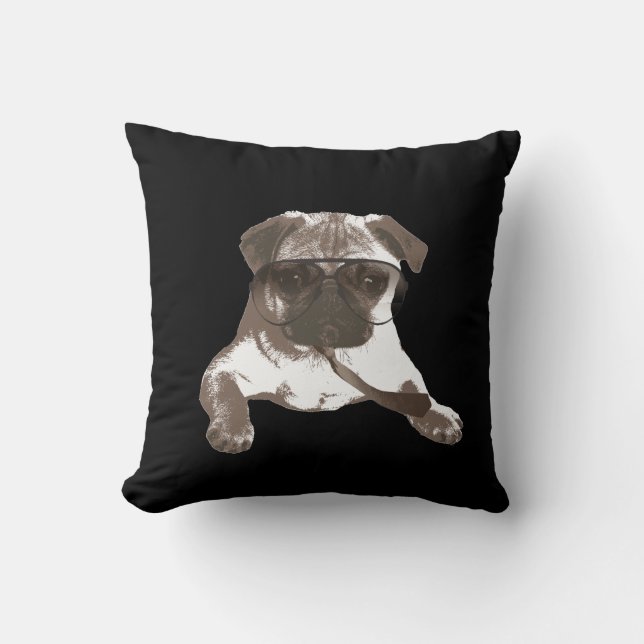 Like A Boss Pug Throw Pillow (Front)