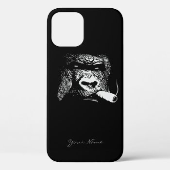 Like A Boss Smoking Gorilla Custom Name Iphone 12 Case by caseplus at Zazzle