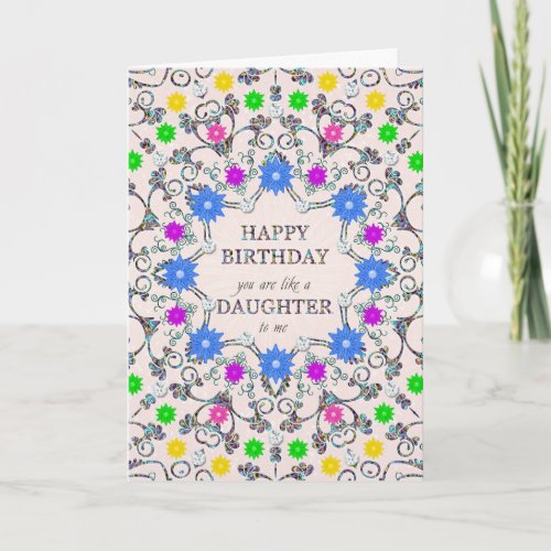 Like a Daughter Abstract Flowers Birthday Card