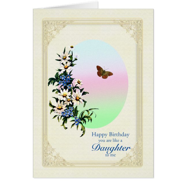 Like a Daughter Birthday with Flowers Cards (Front)