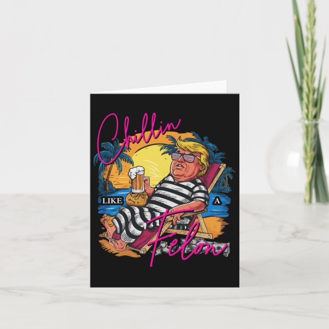 Like A Felon Retro Pink Summer Beer Funny Trump 20 Card (Front)