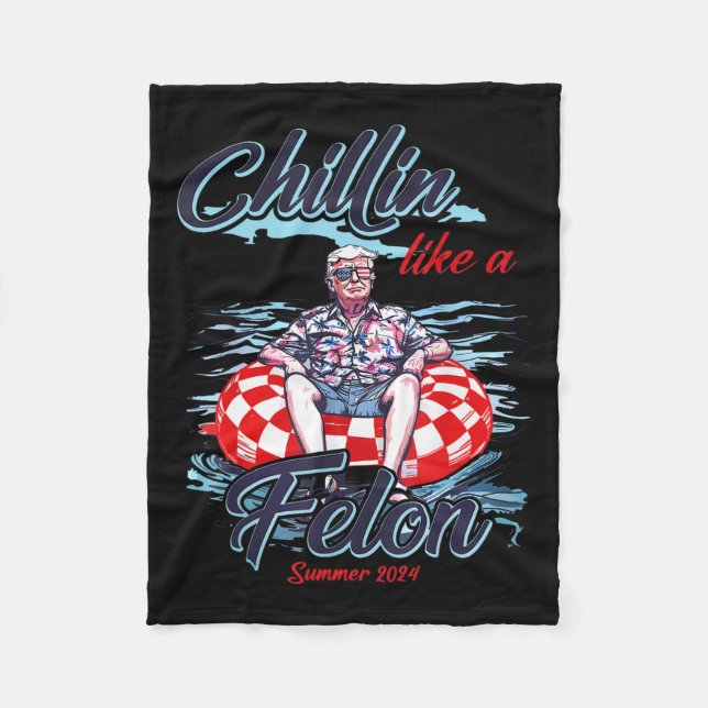 Like A Felon Retro Summer Pink Funny Trump 2024 1  Fleece Blanket (Front)