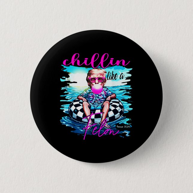 Like A Felon Retro Summer Pink Funny Trump 2024  Button (Front)