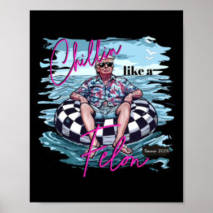 Like A Felon Summer 2024 Funny Donald Trump Beach Poster