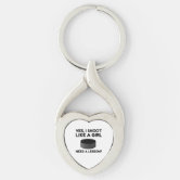 Personalized Red and White Ice Hockey Jersey Keychain