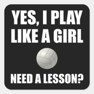 Like A Girl Volleyball Square Sticker