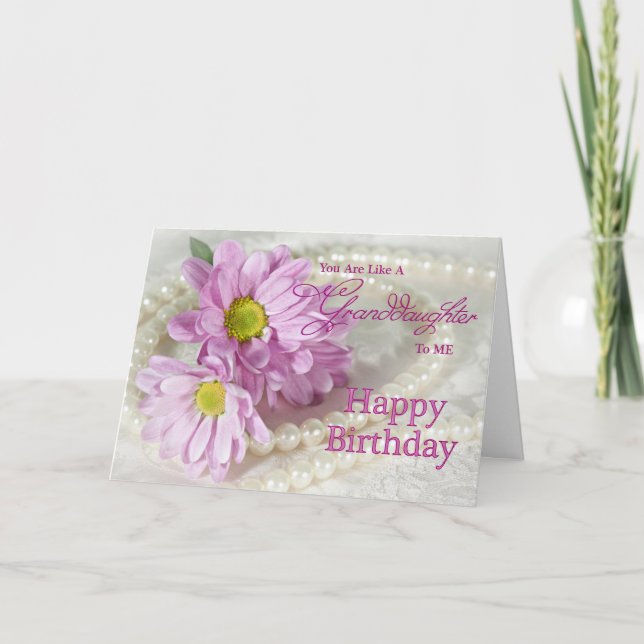 Like a granddaughter, a birthday card with daisies (Front)