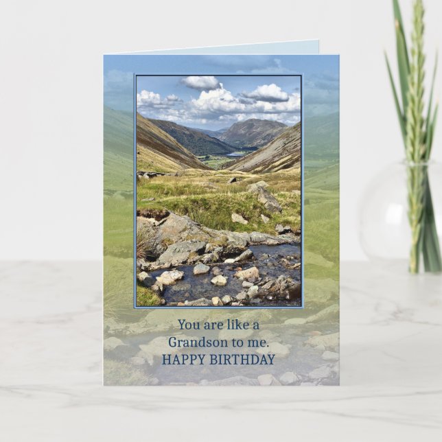 Like a Grandson Birthday with a Mountain Landscape Card (Front)