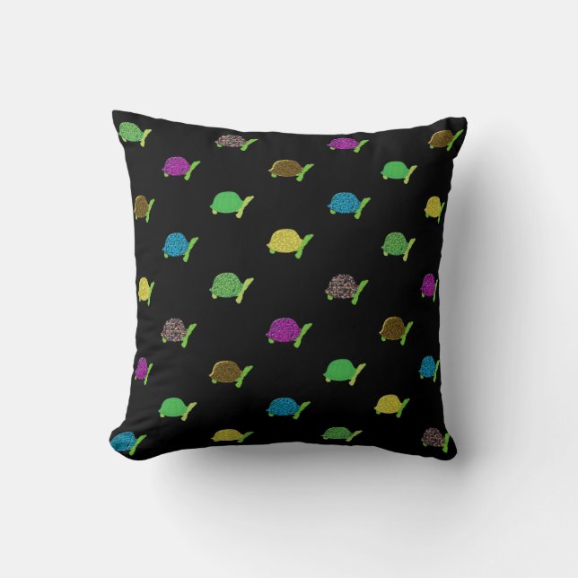 Like A Herd Of Turtles Black Throw Pillow (Front)