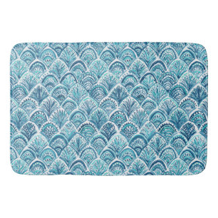 LIKE A MERMAID Nautical Fish Scales Pattern Bathroom Mat