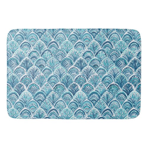 LIKE A MERMAID Nautical Fish Scales Pattern Bathroom Mat