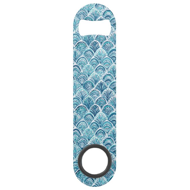 LIKE A MERMAID Nautical Fish Scales Pattern Speed Bottle Opener (Front)