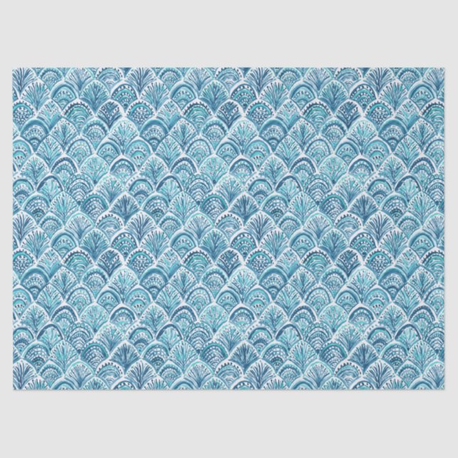 LIKE A MERMAID Nautical Fish Scales Pattern Tissue Paper (Front)
