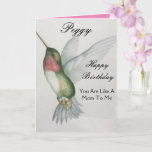 Like A Mom Birthday Hummingbird Greeting Card<br><div class="desc">Celebrate a birthday with a special woman just like a mom to you. The lovely hummingbird design card was created from my watercolor painting in pastel colors of cream,  pink and teal green. She will delighted with the sweet verse expressing your love and wishes for happiness.</div>