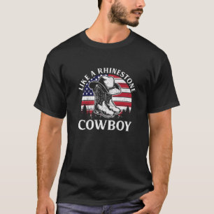 Like A Rhinestone Cowboy Vintage Cowboy Hat USA Fl T-Shirt