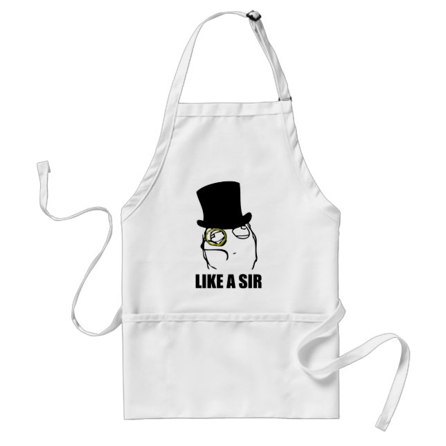 Like a Sir Monocle Rage Face Meme Adult Apron (Front)