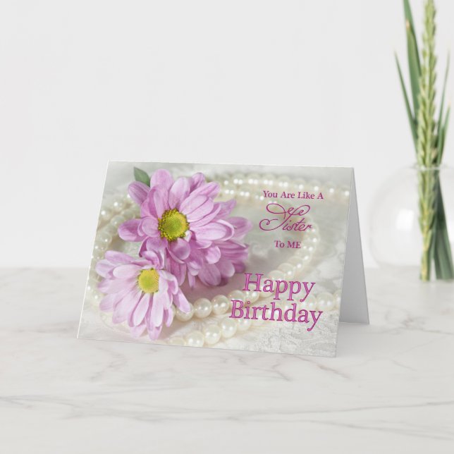 Like a sister, a birthday card with daisies (Front)