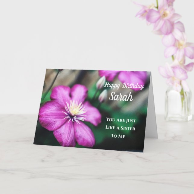 Like A Sister Birthday Purple Clematis Card (Orchid)
