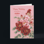 Like A Sister To Me Birthday Peonies Card<br><div class="desc">A delightful illustration of pink and red peonies to wish someone who is like a sister a happy birthday. This card is full of love,  and elegant and classy at the same time.</div>