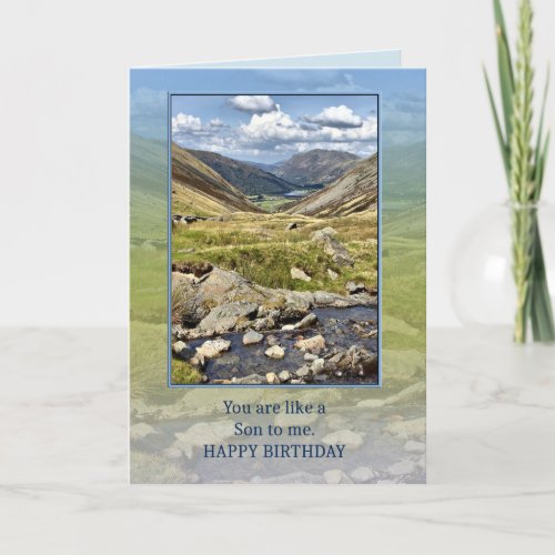 Like a Son Birthday with a Mountain Landscape Card