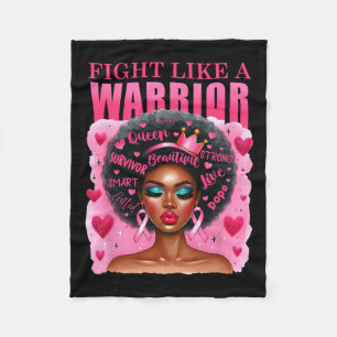 Like A Warrior Breast Cancer Awareness Black Women Fleece Blanket