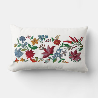 Like An Embroidery, Printed Flowers Lumbar Pillow