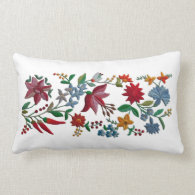 Like An Embroidery, Printed Flowers Lumbar Pillow