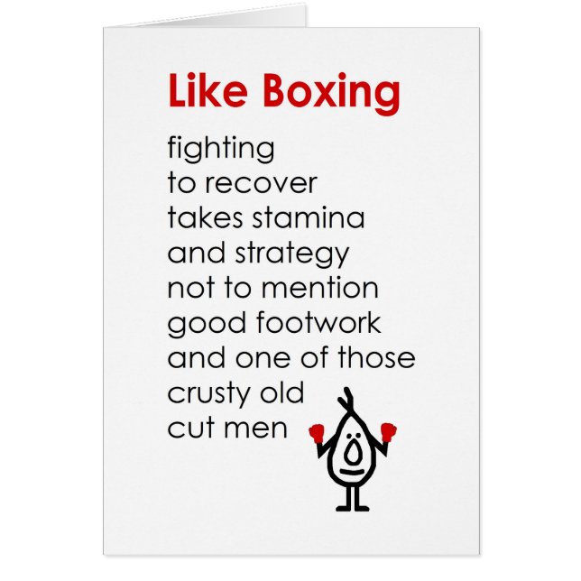 Like Boxing - A Funny "Recovery" Poem Cards (Front)