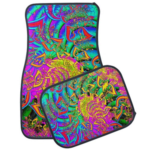 Like Candy Vibrant Psychedelic Fractal Car Floor Mat