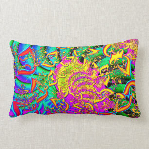 Like Candy Vibrant Psychedelic Fractal Lumbar Pillow