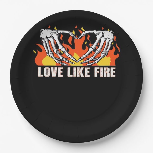 Like Classic - Skeleton Hands Heart  Paper Plates (Front)