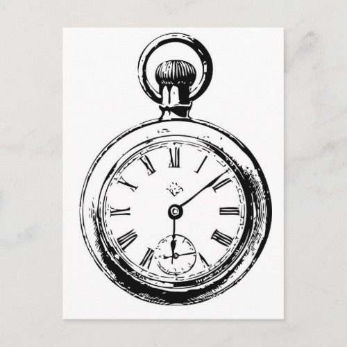 Like Clockwork Pocket Watch Illustration Postcard