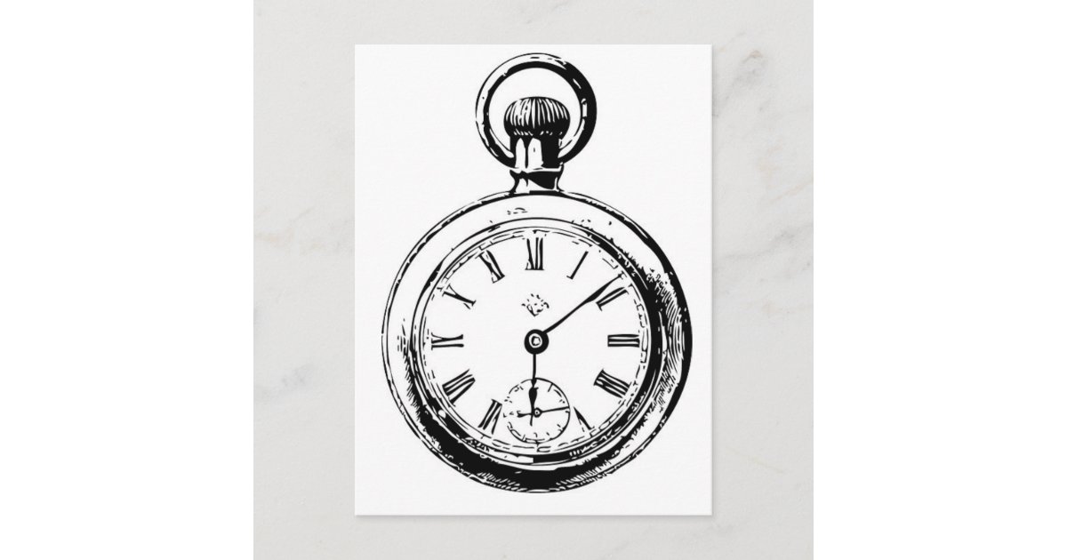 Like Clockwork Pocket Watch Illustration Postcard Zazzle