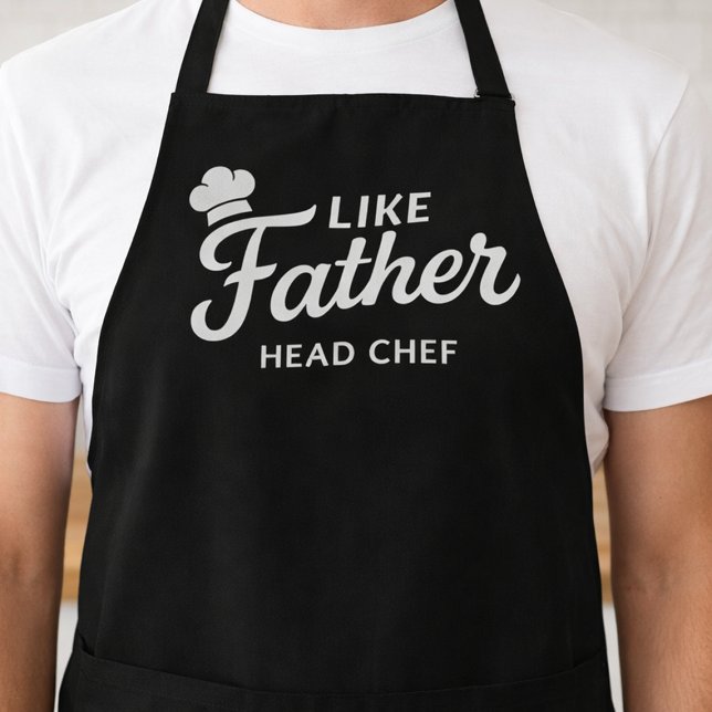 Like Father Head Chef Typography Design Apron (Father and daughter matching chef aprons for family cooking fun)
