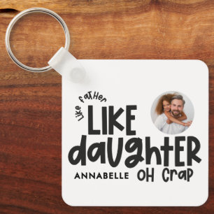 Like father like daughter funny photo keychain