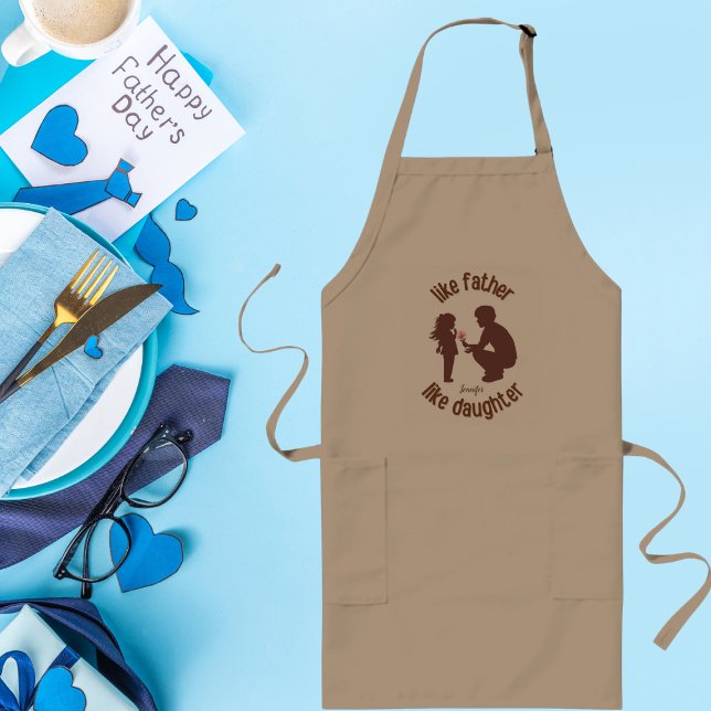 Like Father Like Daughter Silhouette Personalized Long Apron (Creator Uploaded)