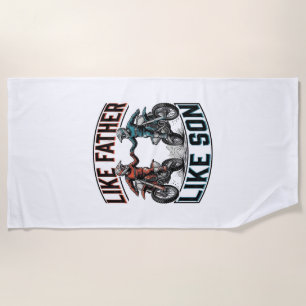 Like Father Like Son Motocross Vintage Vector Shir Beach Towel