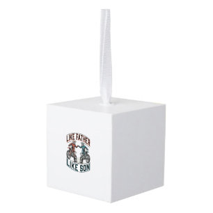 Like Father Like Son Motocross Vintage Vector Shir Cube Ornament