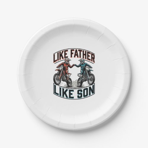 Like Father Like Son Motocross Vintage Vector Shir Paper Plates