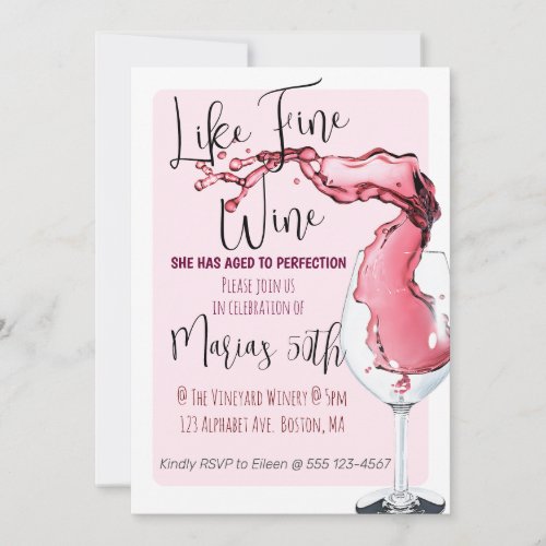 Like Fine Wine milestone Birthday party invitation
